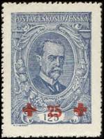 (1920-043) Марка Чехословакия "Т. Масарик"    Надпечатка 'Красный Крест' III Θ